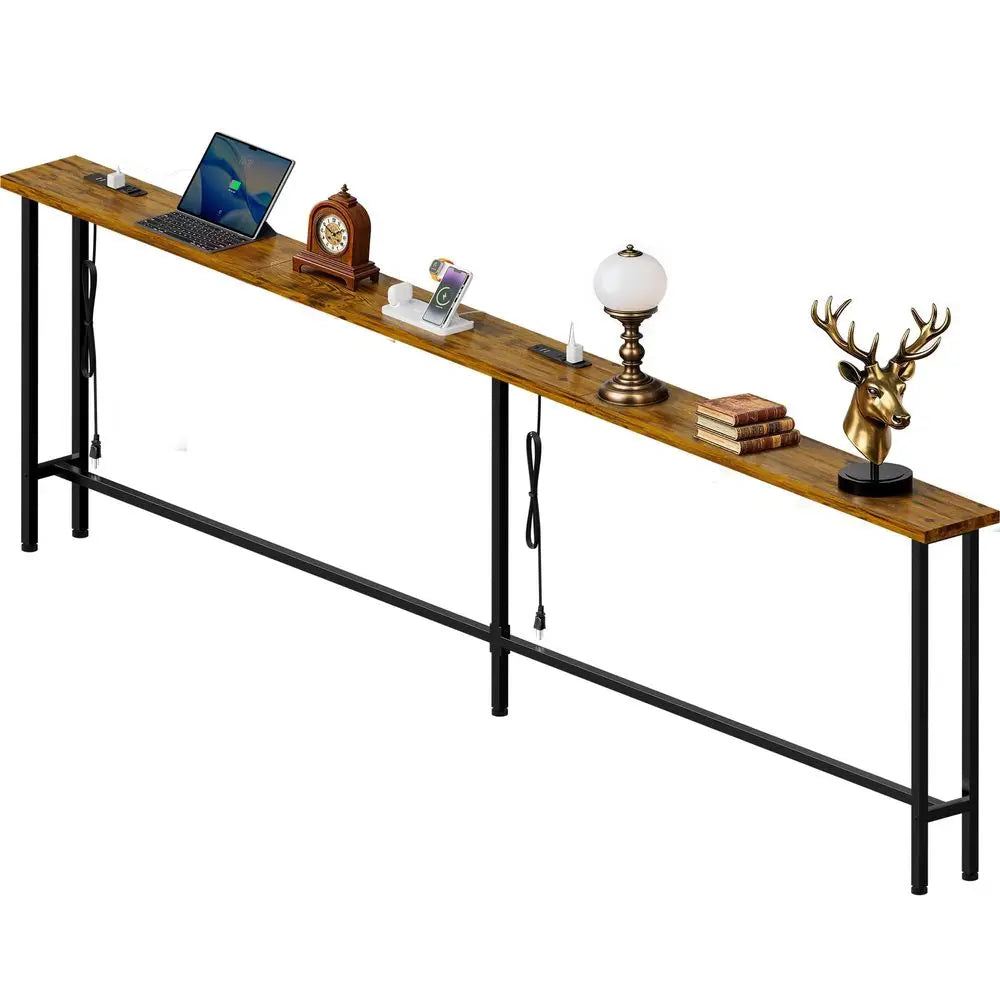 Narrow Console Table With Builtin Charging Stations