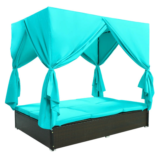 Outdoor Patio Sunbed Daybed With Cushions And Adjustable Seats