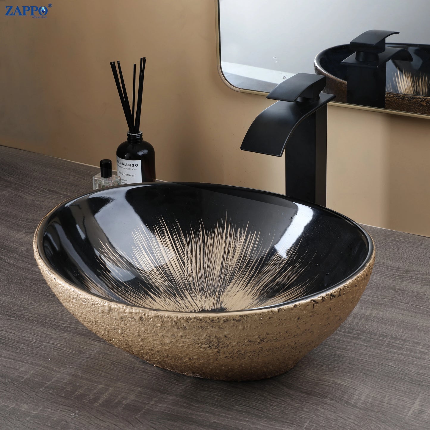 Torayvino Vessel Sink With Faucet Drain Ceramic Oval Bathroom Sink