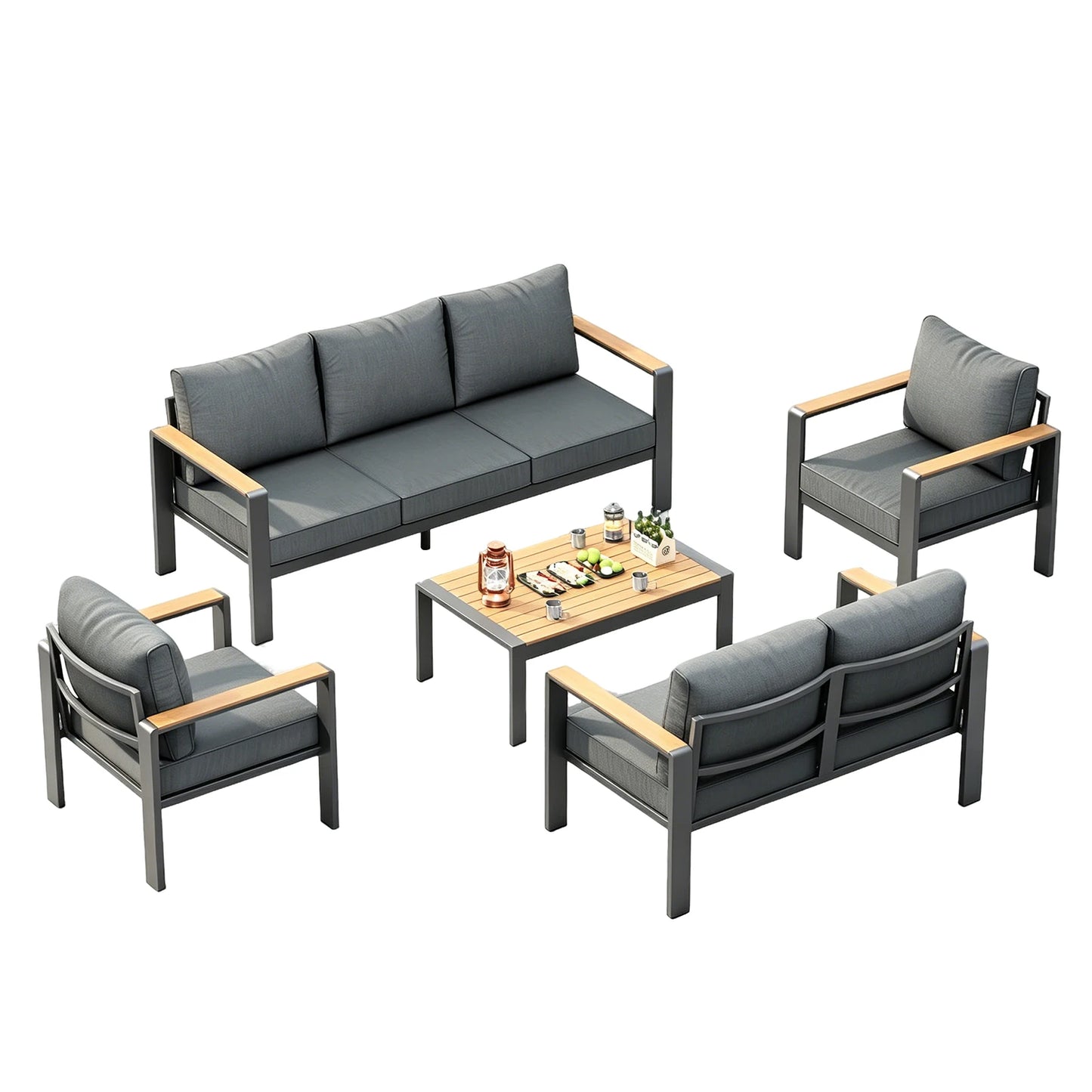 HiMISS 7 Seat Aluminum Patio Furniture Set With Cushions