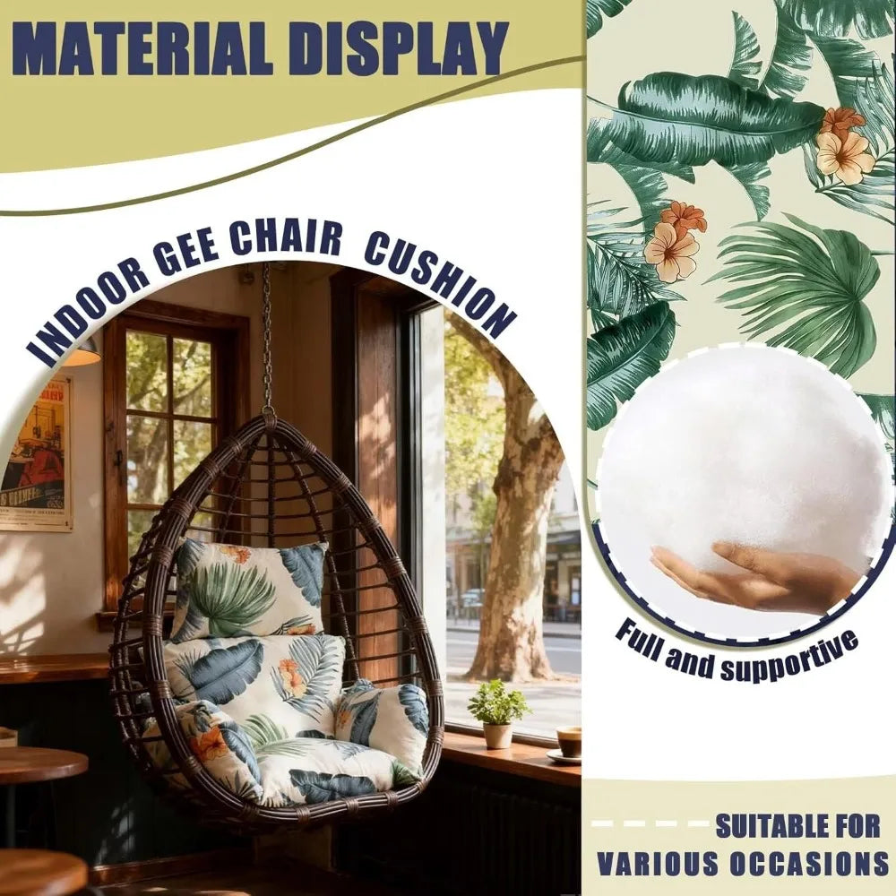 Floral Egg Chair Cushion For Indoor Outdoor Hanging Hammock