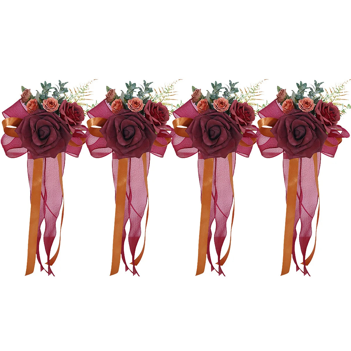 CN Zhejiang 4Pcs Wedding Aisle Pew Flowers Ribbons Chair
