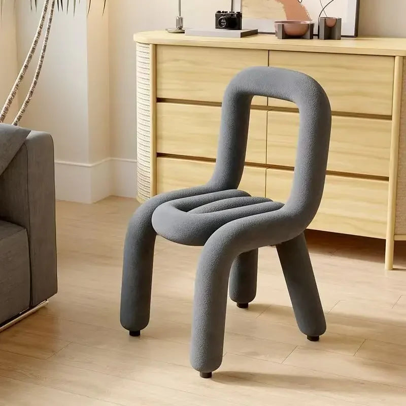 Plush Irregular Velvet Makeup Chair For Girls Bedroom