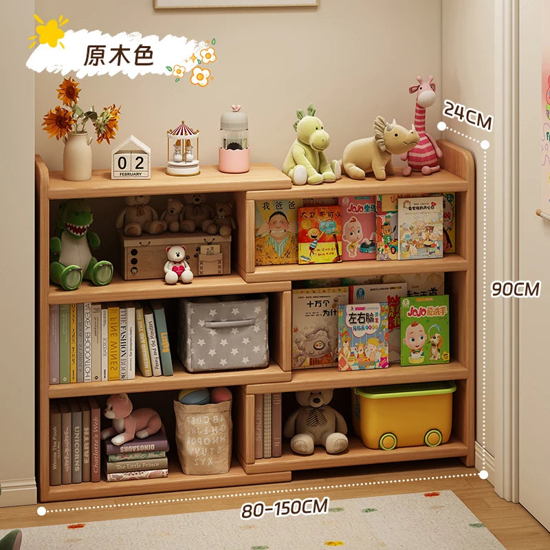 Solid Wood Corner Bookshelf Wall Mounted Storage Cabinet