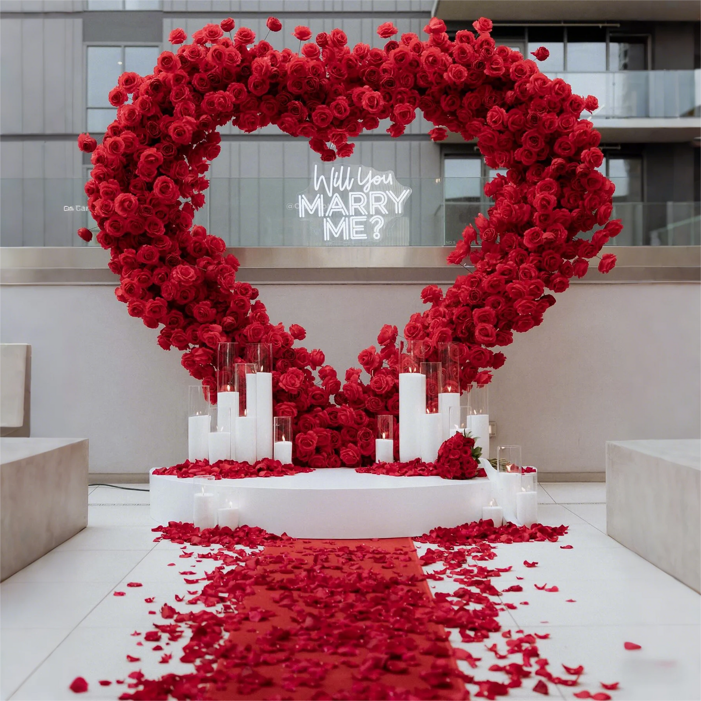 2X2M Heart Wedding Arch With 5D Simulation Roses