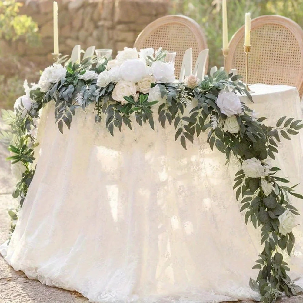 NONECN Eucalyptus Willow Leaf Garland For Wedding Arch Backdrop