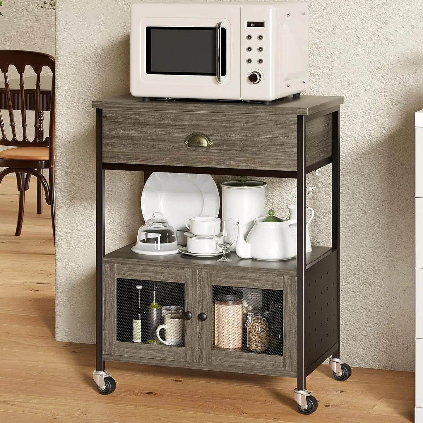 MOYU Coffee Cart Station With Rolling Storage Drawer