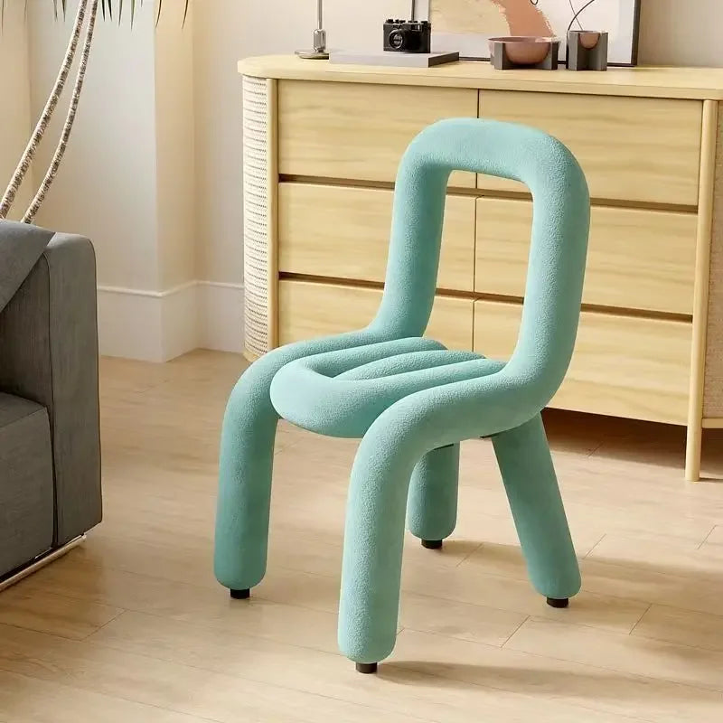 Plush Irregular Velvet Makeup Chair For Girls Bedroom