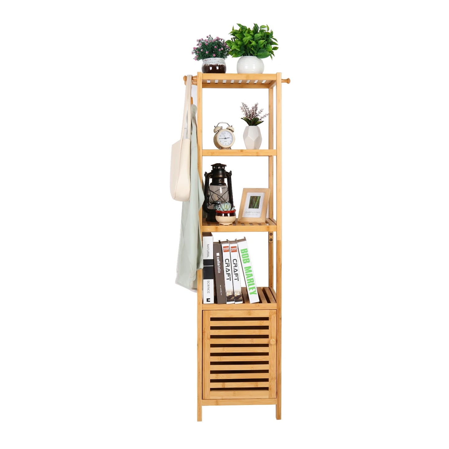 Bamboo Freestanding Bathroom Cabinet Storage Corner Rack