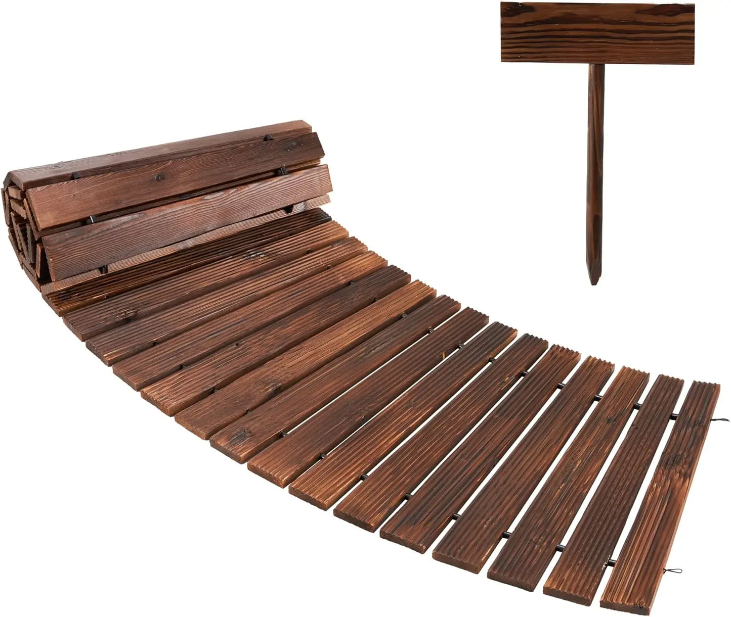 Curved Wooden Garden Pathway Cedar Roll Out for Patio
