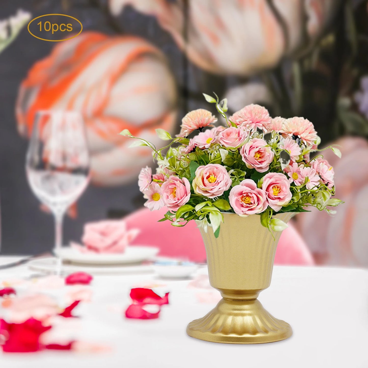 Floral Centerpiece Vases 10 Piece Iron Trumpet Set
