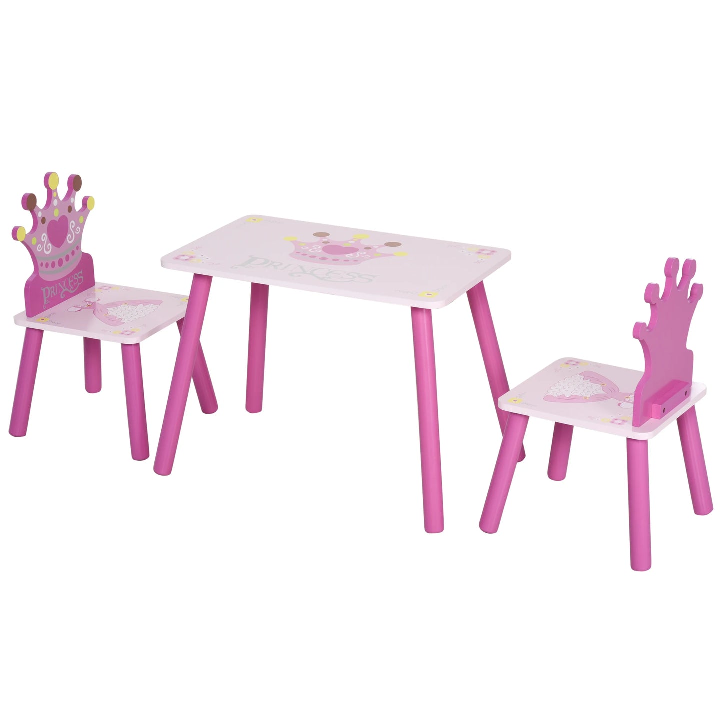 QABAH Crown Pattern Children's Table And Chairs Set