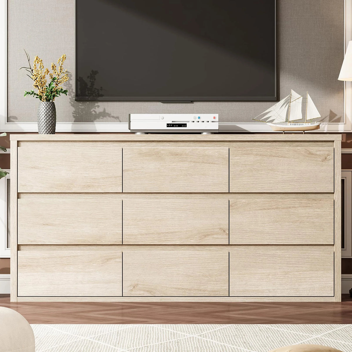 Acekool Modern Handleless Wooden Storage Dresser for Bedroom and Living Room
