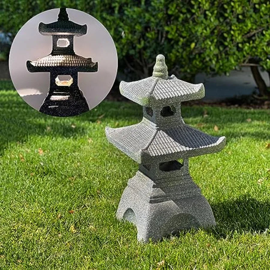 Pagoda Garden Statue LED Solar Powered Outdoor Lantern