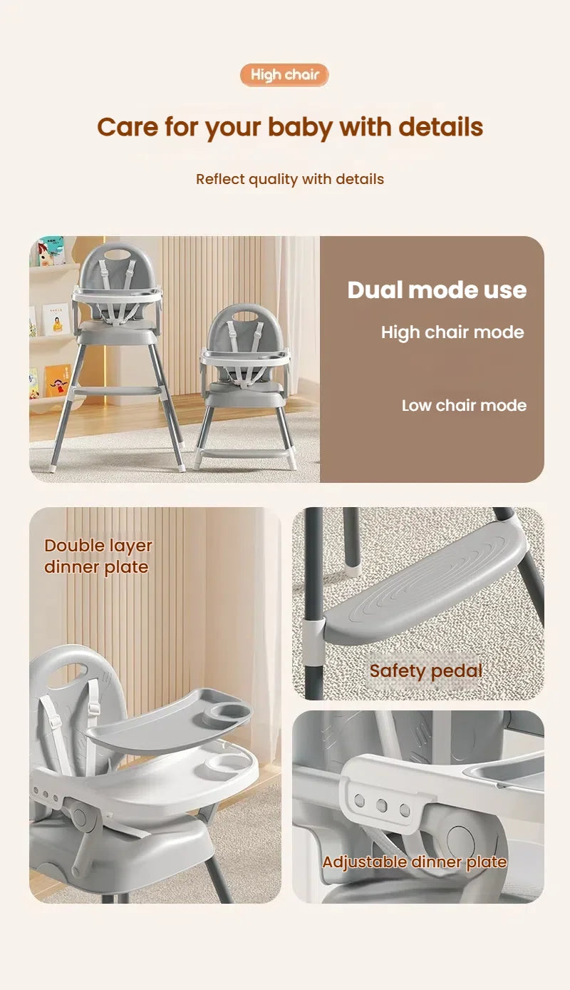 Baby High Chair Table Combo Dining Chair With Adjustable