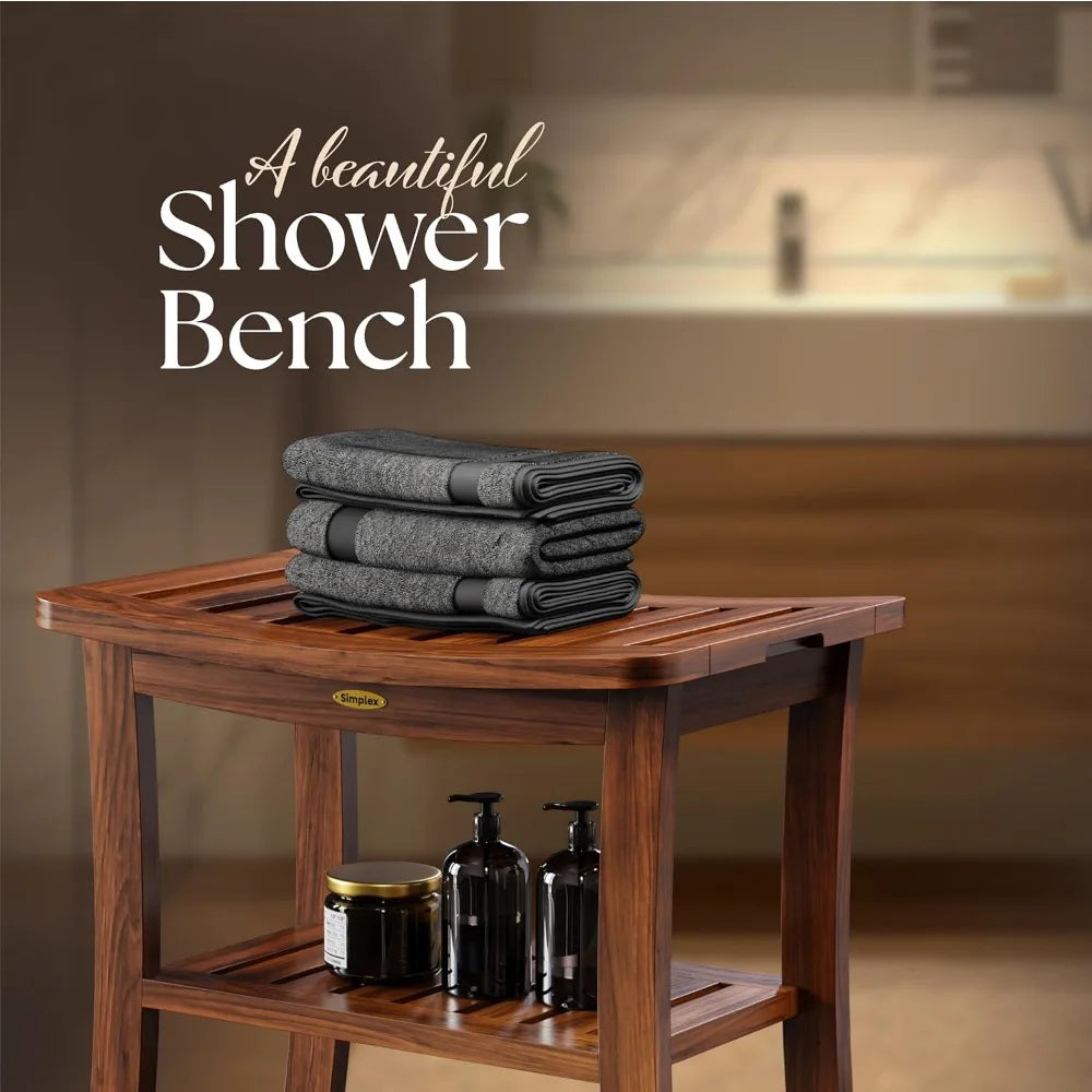 Combination Teak Shower Bench Fully Assembled Spa Seat