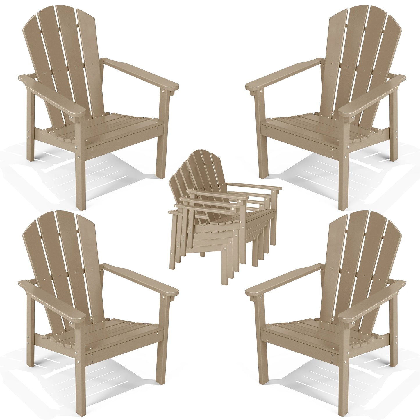Stackable Adirondack Chairs Outdoor HDPE Plastic 4pcs