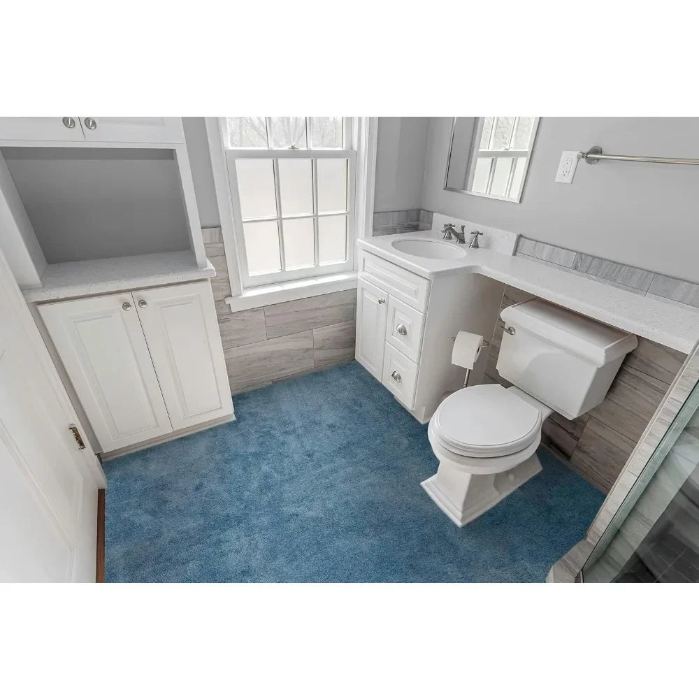 Basin Blue 5x6 Feet Room Size Bathroom Carpet Machine Washable Nylon Rug
