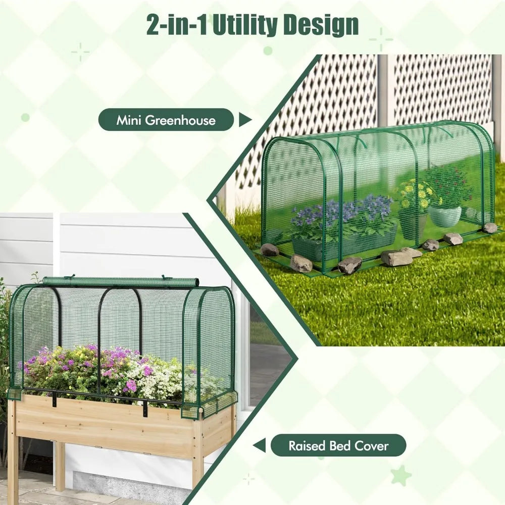 Happygrill Raised Garden Bed with Greenhouse Cover for Herbs and Vegetables