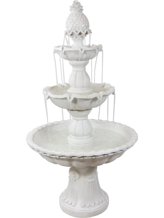 Welcome 3 Tier Water Fountain for Garden with Pineapple Topper