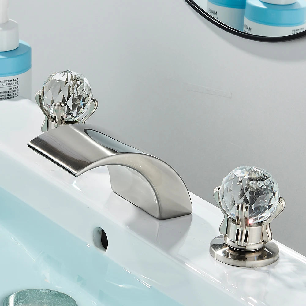 Quyanre LED Widespread Bathroom Faucet Waterfall