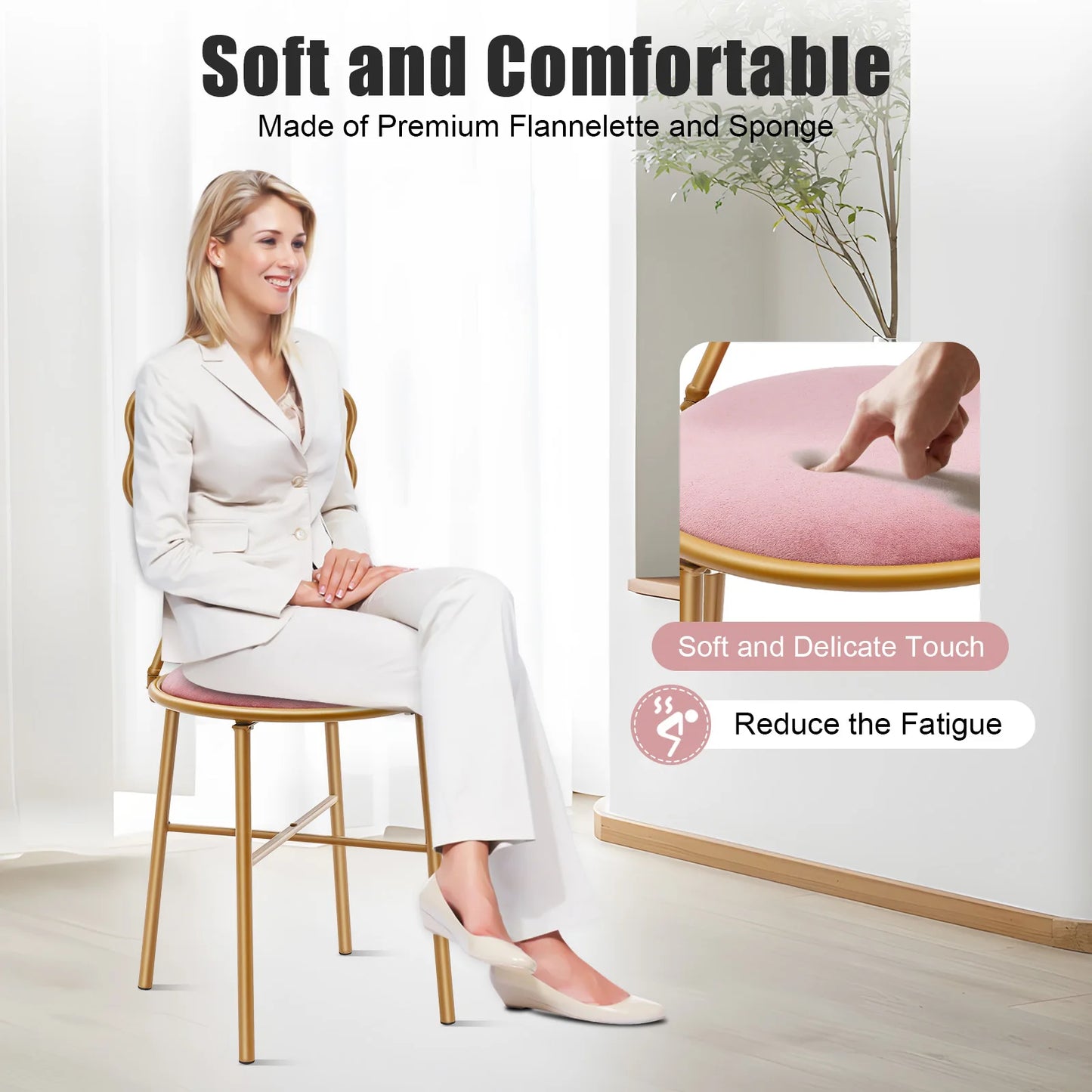 Bymaocar Butterfly Backrest Chair Vanity Stool For Living Room
