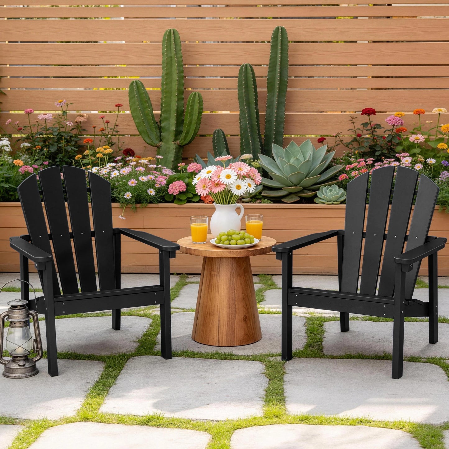 Stackable Adirondack Chairs Outdoor HDPE Plastic 4pcs