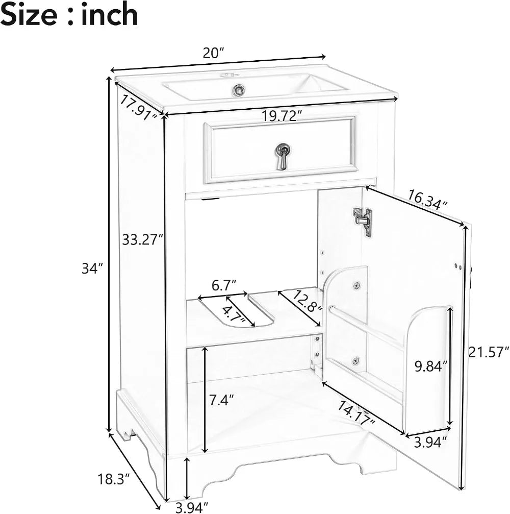 Solid Wood Bathroom Vanity With Soft Close Door Sink