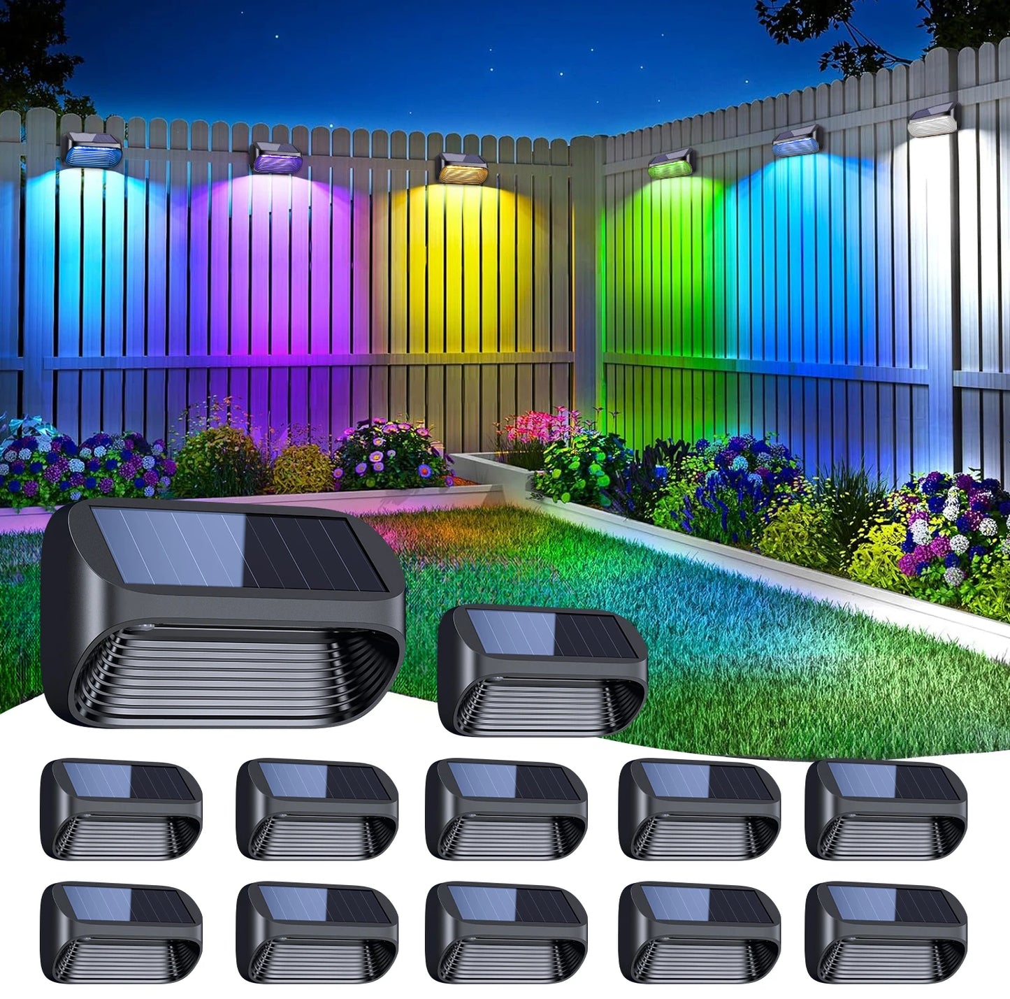 Solar Fence Lights Auto On Outdoor Deck Patio Lighting
