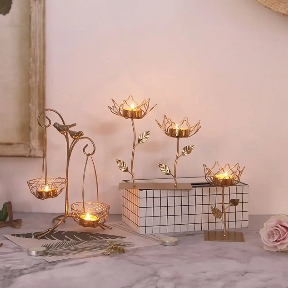 Wrought Iron Bird Candle Holders Centerpiece Wedding Decor