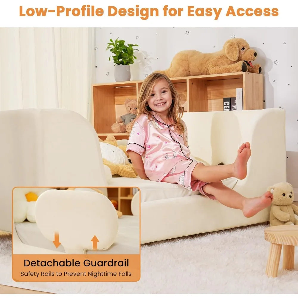 Zhuoting Toddler Bed Padded Floor Frame For Kids Safety