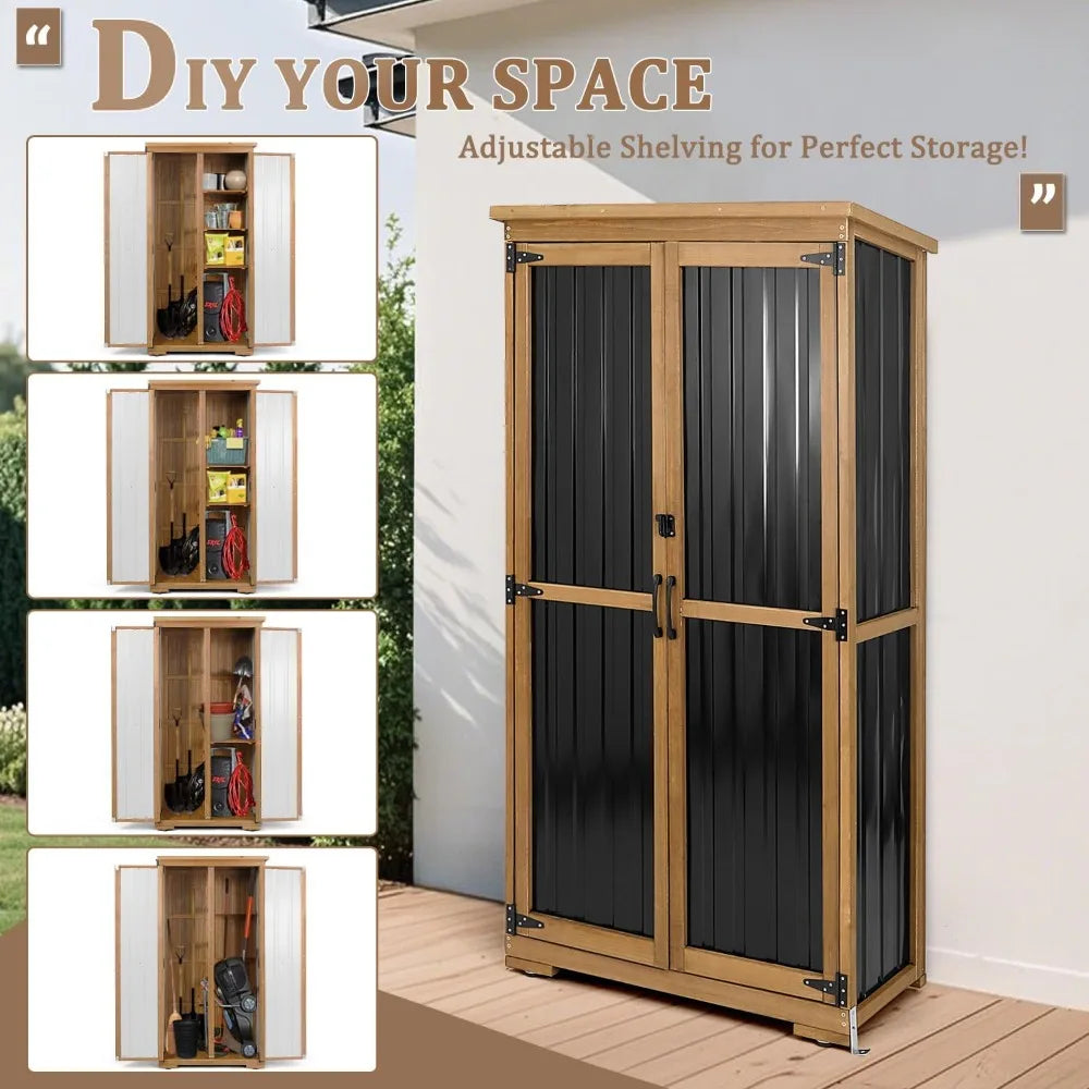 Outdoor Storage Cabinet Weatherproof With Shelves