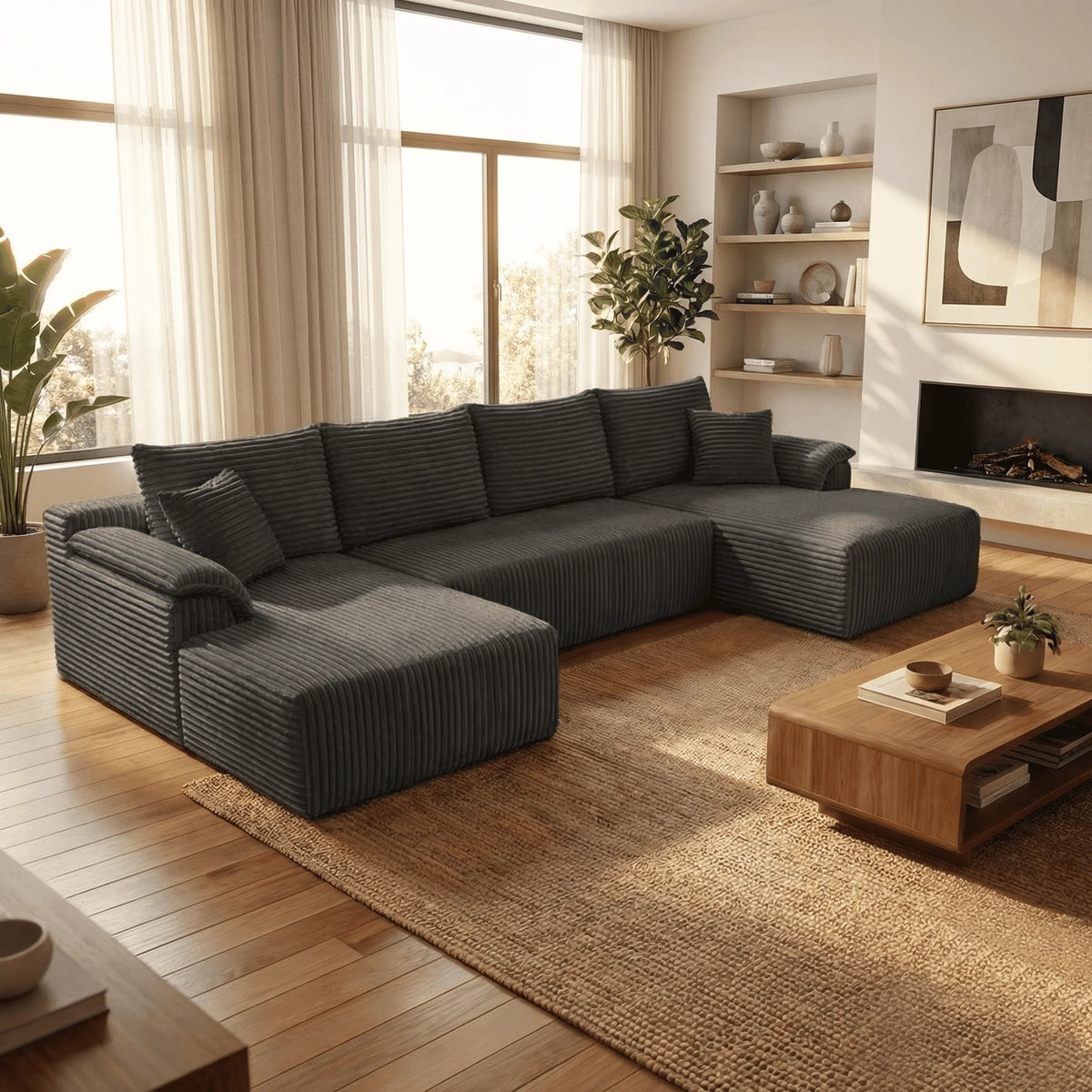 Boneless Modular Cloud Sectional Sofa With Double Chaise