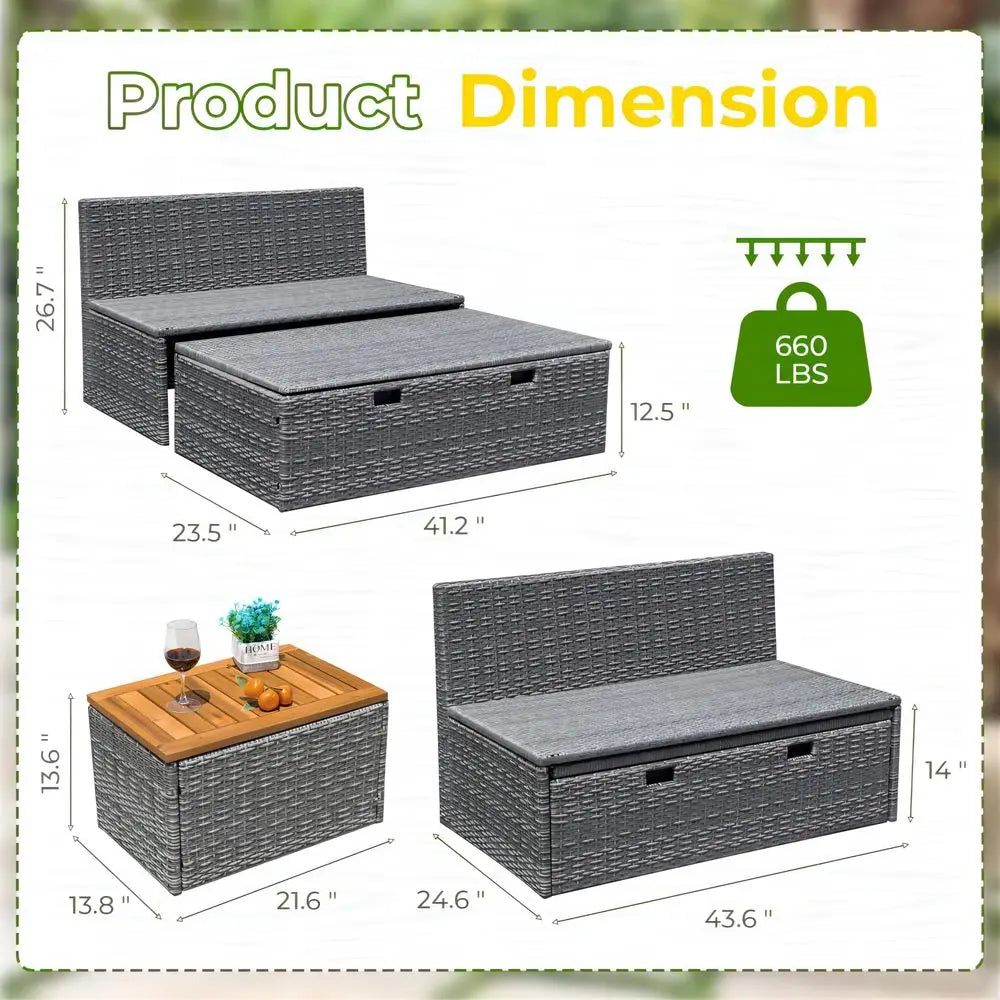 Outdoor Daybed Set Wicker Lounge Furniture With Cushions