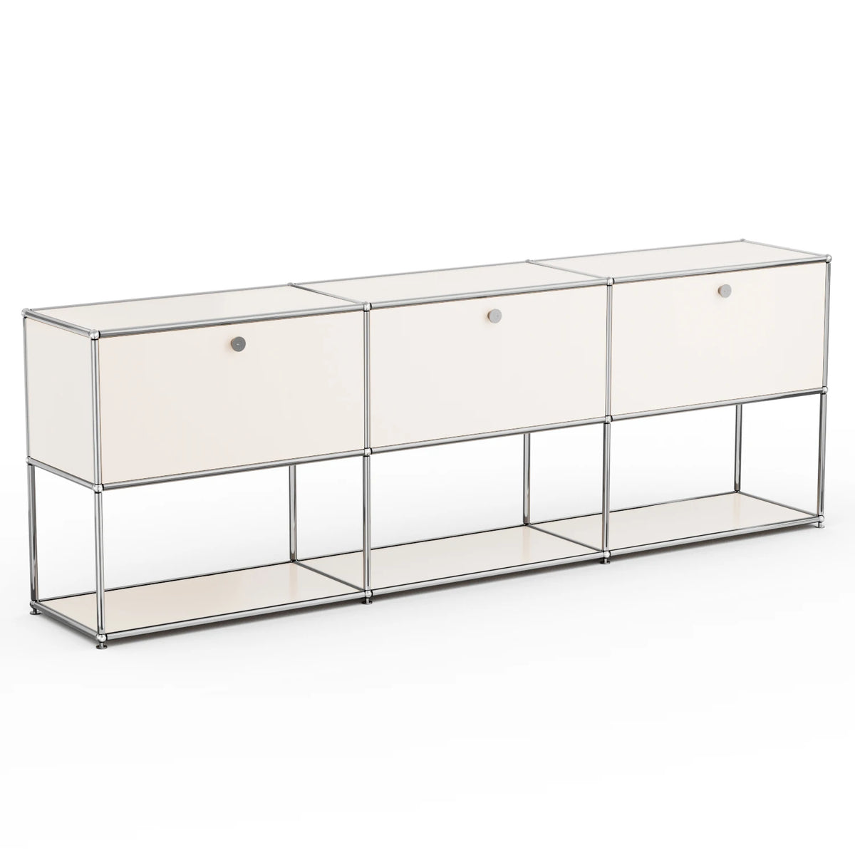Modern Modular Sideboard Storage Cabinet Chrome Metal Frame Unit