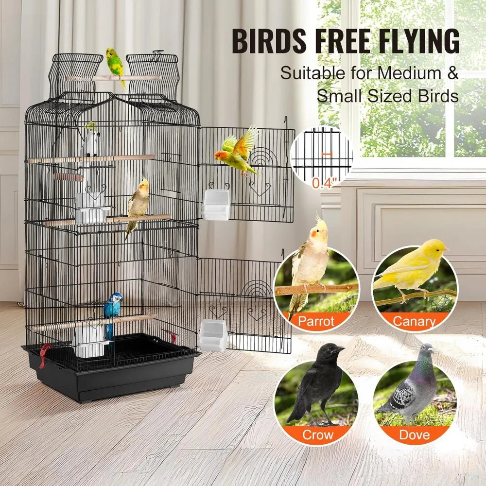 Stainless Steel Open Top Parrot Cage For Large Birds