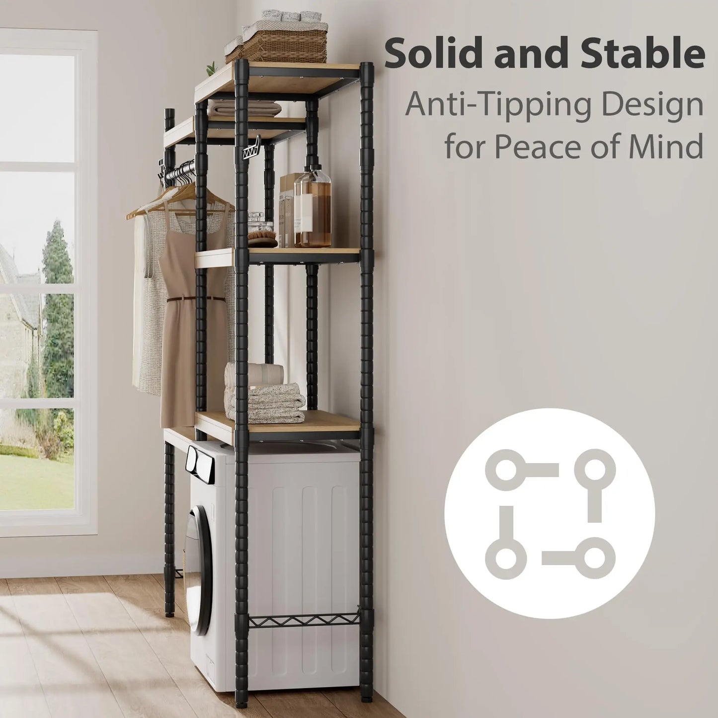 HiMISSH Washer Dryer Storage Shelf Five Layer Rack Laundry