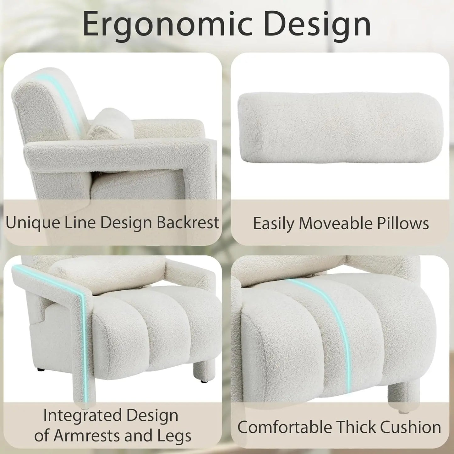 Lambswool Accent Chair Modern Upholstered Teddy Armchair