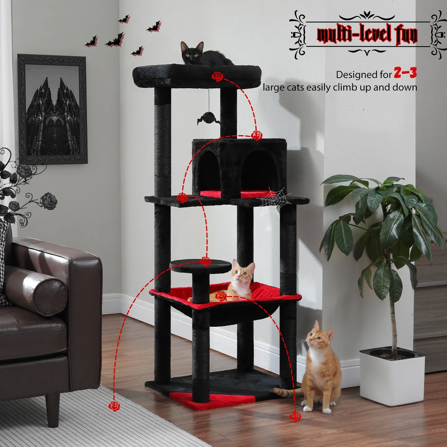 PAWZ Road Gothic Cat Tree Indoor Cat Tower Hammock Deluxe