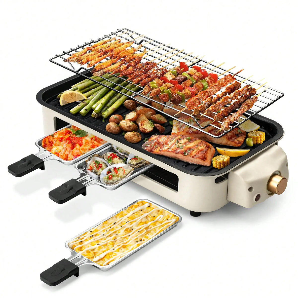 Electric Indoor Grill and Griddle With Removable Nonstick Plates