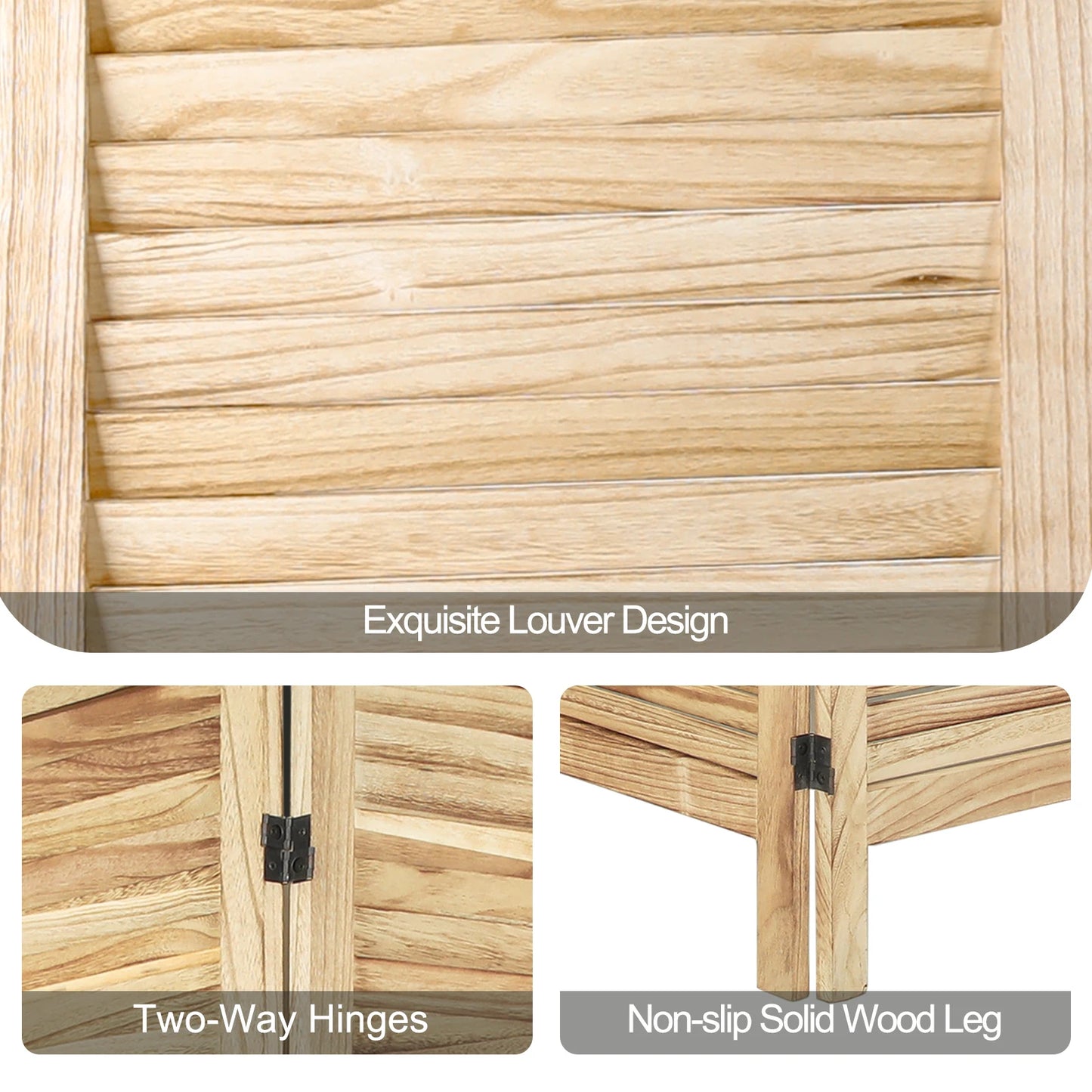 Wooden 6 Panel Room Divider Freestanding Privacy Screen