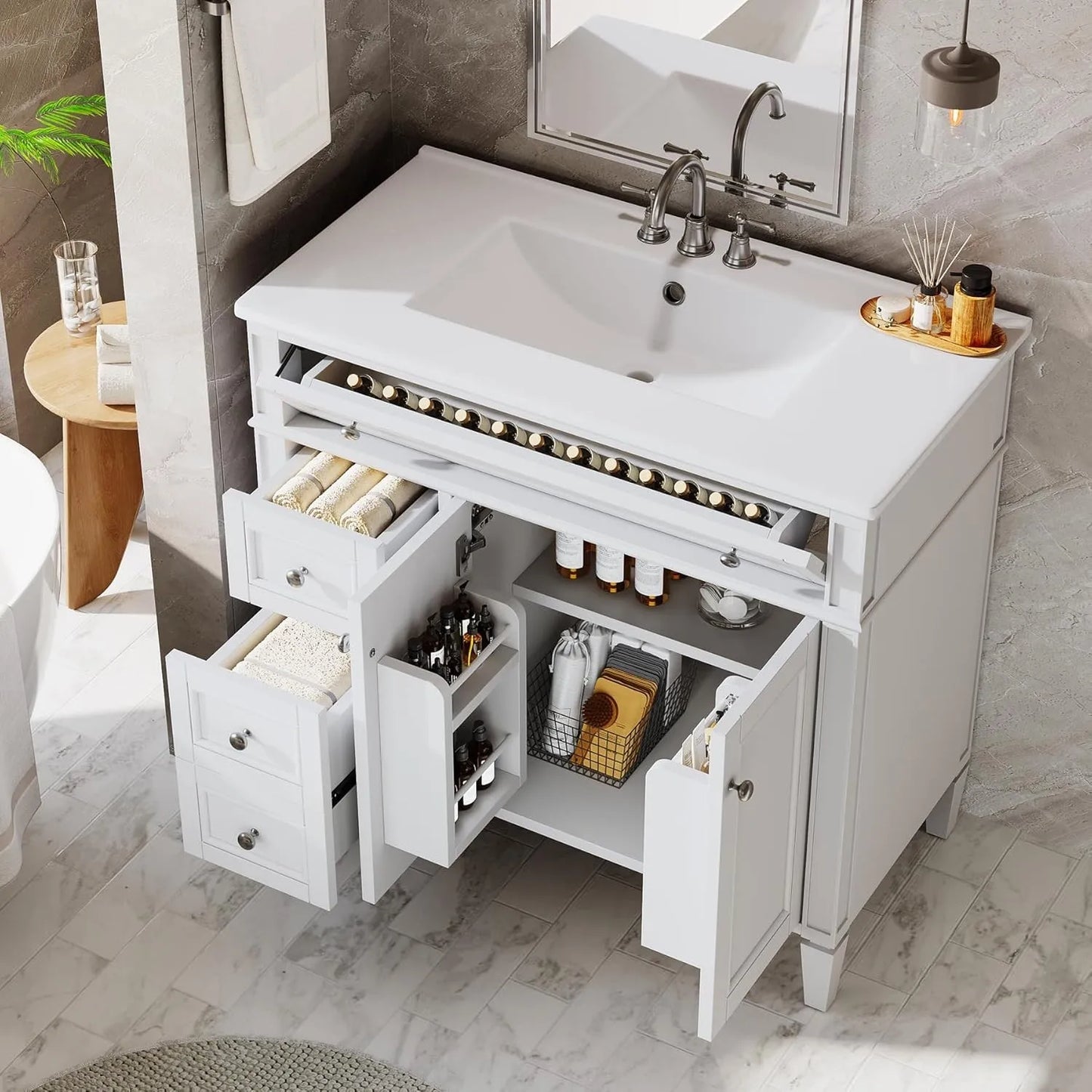 Bathroom Vanity With Sink Four Drawers And Cabinet