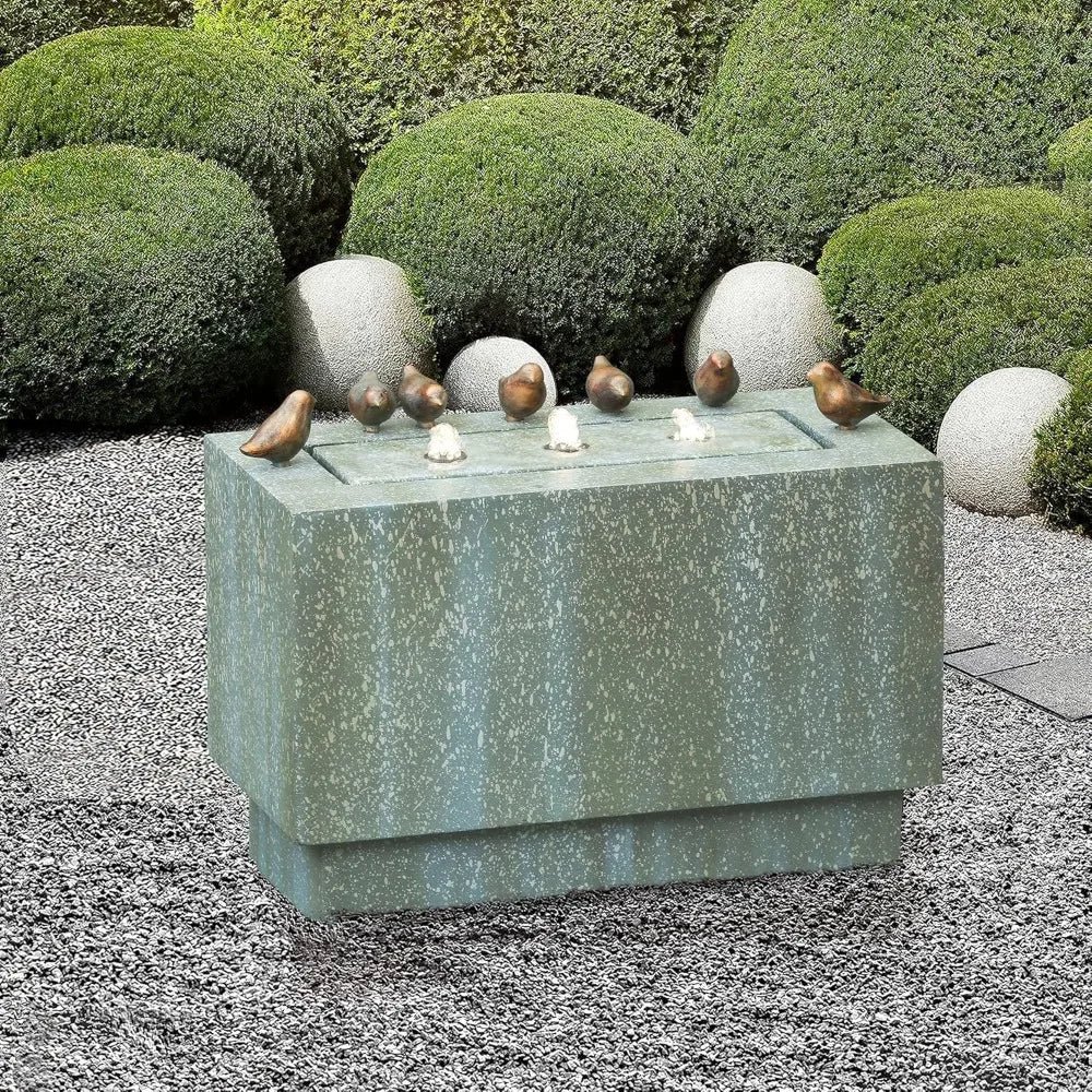 Outdoor Water Fountain Resin Stone Patina With LED