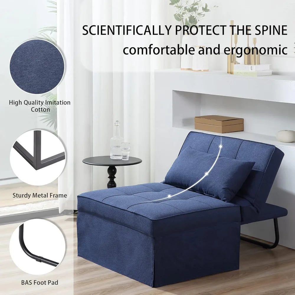 Sofa Bed 4 In 1 Folding Ottoman With Adjustable Backrest