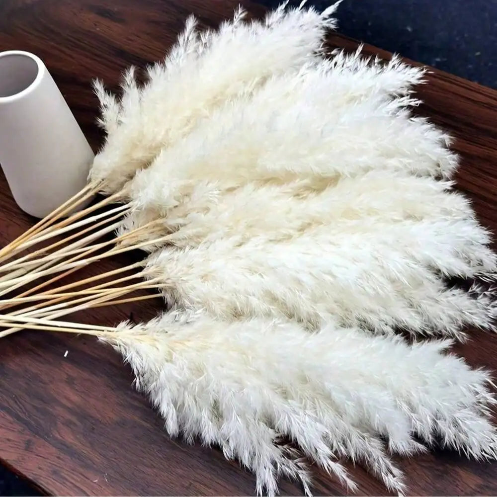 Bohemian White Faux Pampas Grass Decorative Reed Bouquet