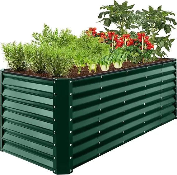 8x2x2ft Raised Metal Garden Bed Rectangular Planter Box for Herbs and Vegetables