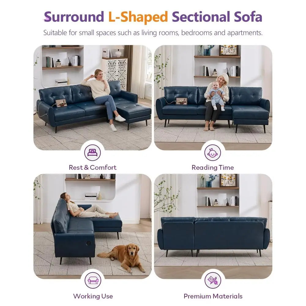 Faux Leather Manual Reclining Sofa With Cup Holders