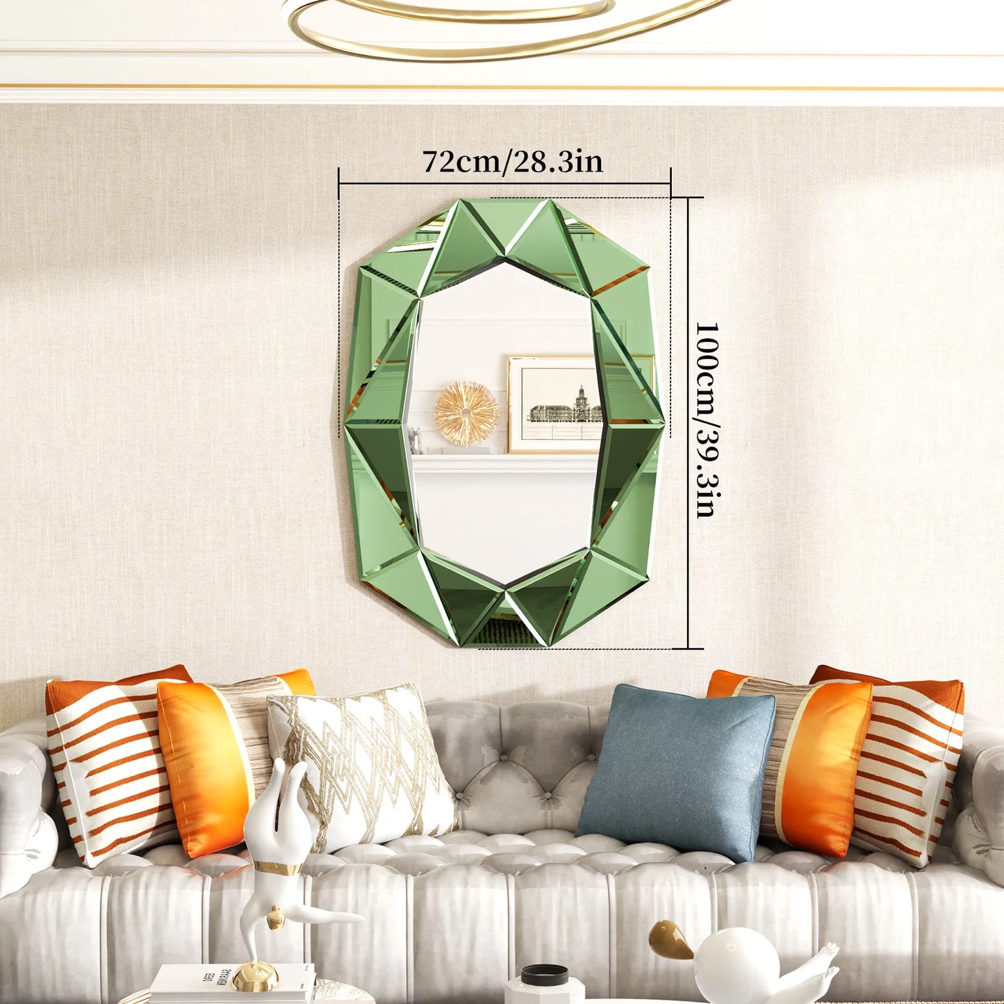 Wisfor Irregular Silver Glass Wall Mirror Beveled Diamond Edge
