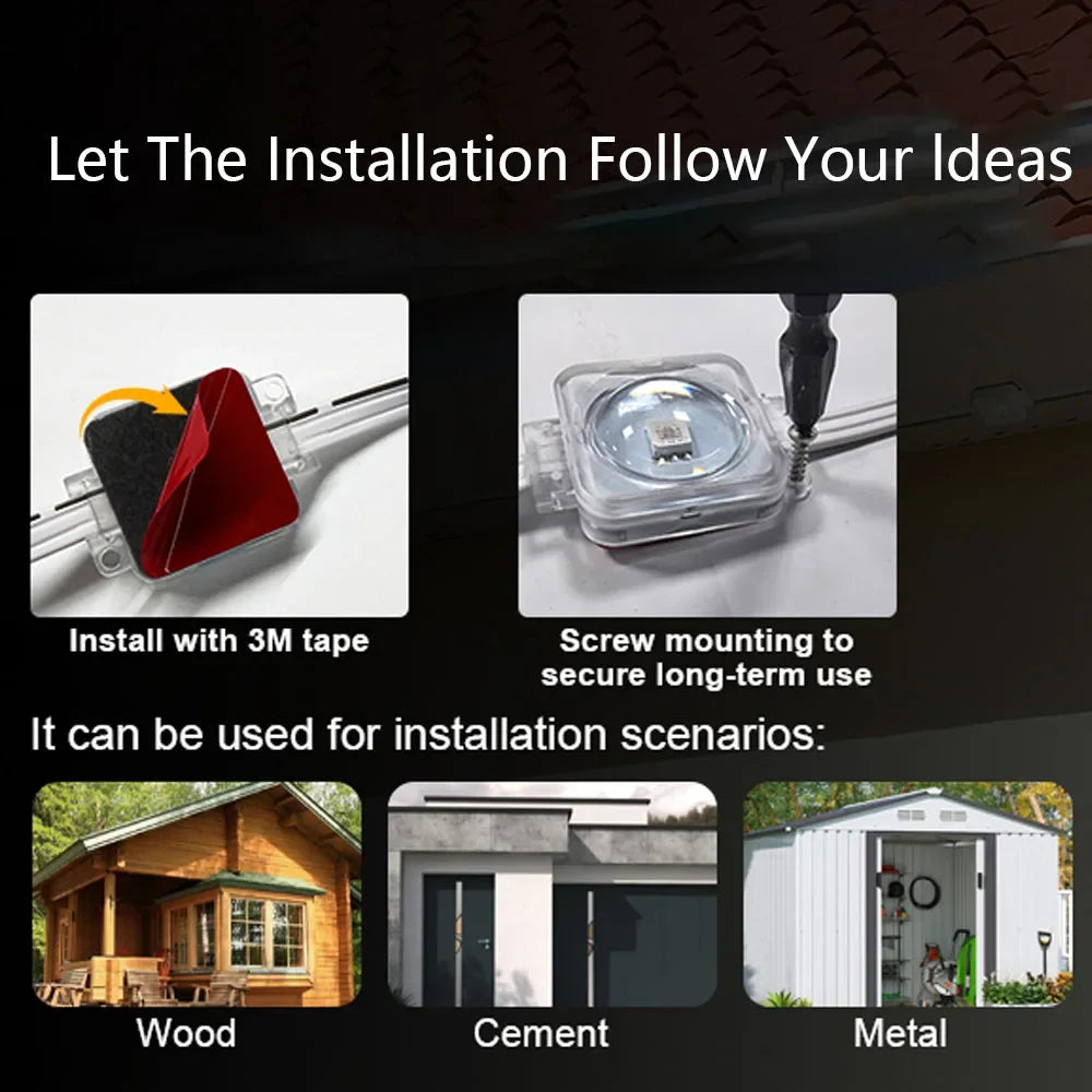 MIMIRGB SmartRGBIC ExteriorGutterEaves LightingSystem OutdoorLEDString WaterproofIP67