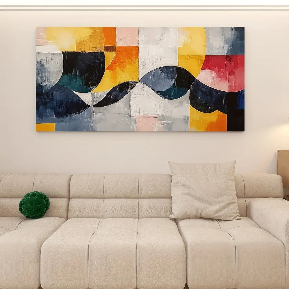 Line Dance Modern Abstract Canvas Art With Pine Frame
